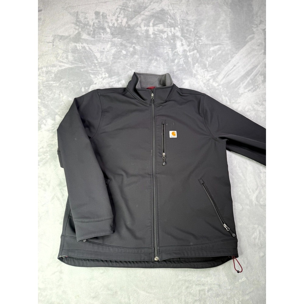 Carhartt Crowley Softshell Jacket Mens XL Black Fleece Lined Zip Workwear 102199